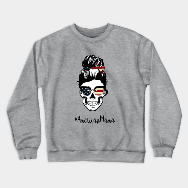 Mom Life skull - american mama skull Crewneck Sweatshirt by VikiShop